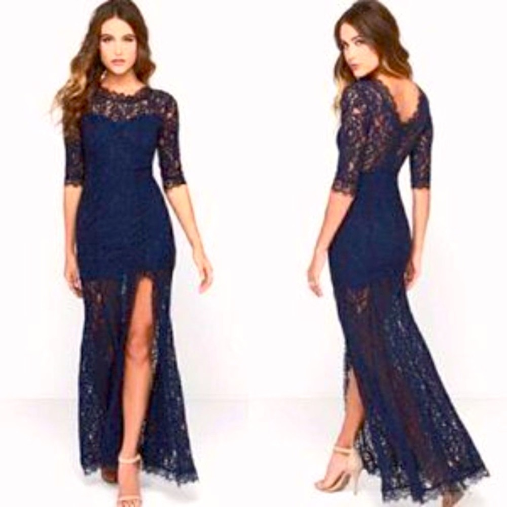 Lulu's lace gown, Only One in navy
